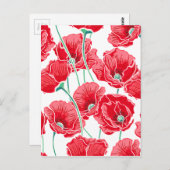 赤いケシ畑の花の模様を記憶する ポストカード (正面/裏面)