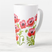 赤いケシ畑の花 カフェラテマグ (右アングル)