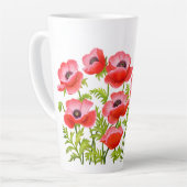 赤いケシ畑の花 カフェラテマグ (左アングル)