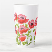 赤いケシ畑の花 カフェラテマグ (正面)