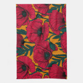 赤いケシ畑 キッチンタオル (縦)