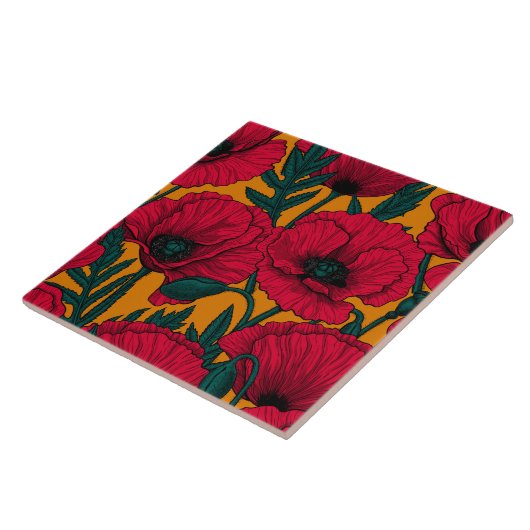 赤いケシ畑 タイル (側面)