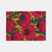 赤いケシ畑 フリースブランケット (正面(横))