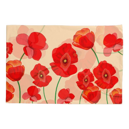 赤いケシ畑 枕カバー (裏面)