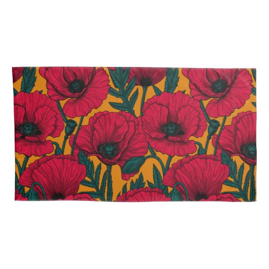 赤いケシ畑 枕カバー (裏面-右)