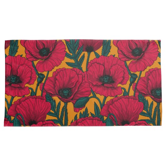 赤いケシ畑 枕カバー (正面右)