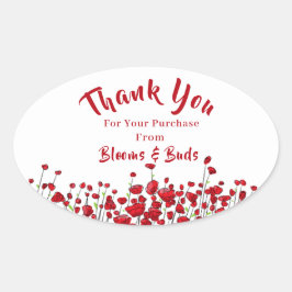 赤いケシ畑 楕円形シール