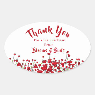 赤いケシ畑 楕円形シール