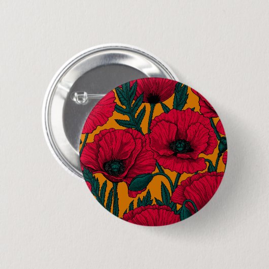 赤いケシ畑 缶バッジ (正面&裏面)