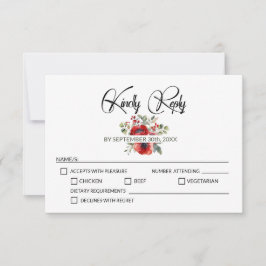 赤いケシ結婚の花 出欠カード