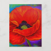 赤いケシ鮮やかの絵画花の空白の芸術 ポストカード (正面)