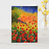 赤いケシ45 カード (黄色い花)