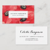 赤いケシ|の水彩画の花 名刺 (正面/裏面)