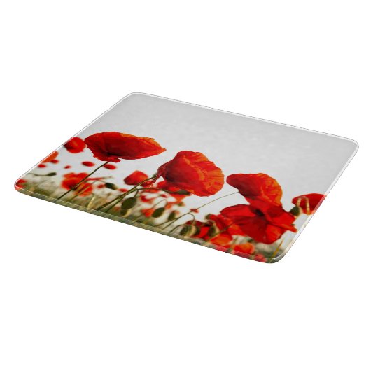 赤いケシ カッティングボード (角)