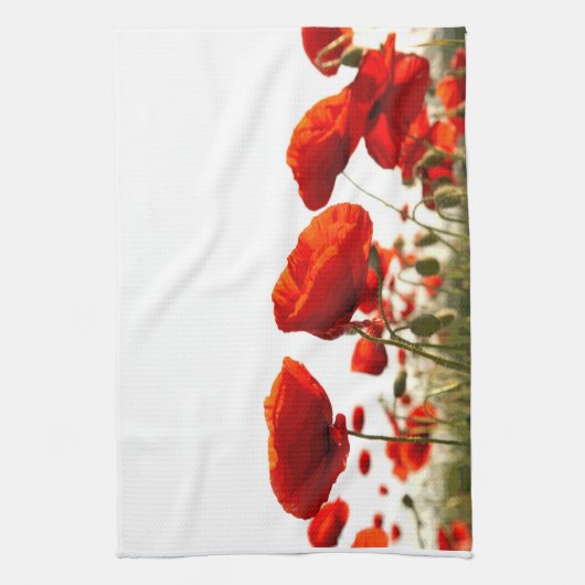 赤いケシ キッチンタオル (縦)