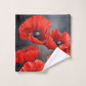 赤いケシ バスタオルセット (ウォッシュタオル)