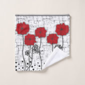 赤いケシ バスタオルセット (ウォッシュタオル)