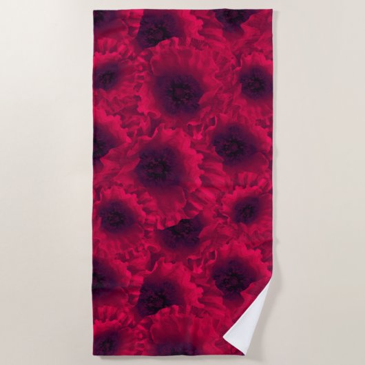 赤いケシ ビーチタオル (正面)