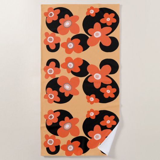 赤いケシ ビーチタオル (正面)