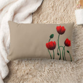 赤いケシ ランバークッション (ブランケット)