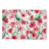 赤いケシ：水彩フローライラストレーション 枕カバー (裏面)