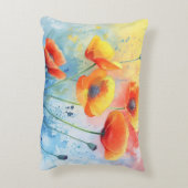 赤いケシ – 水彩角型アクセントピロー アクセントクッション (裏面(縦))