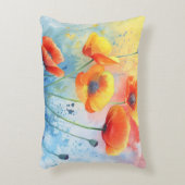 赤いケシ – 水彩角型アクセントピロー アクセントクッション (正面(垂直))