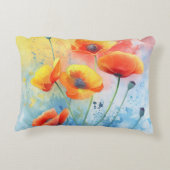 赤いケシ – 水彩角型アクセントピロー アクセントクッション (裏面)