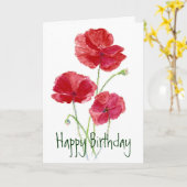 赤いケシ – 水彩 カード (黄色い花)