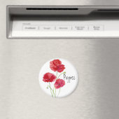 赤いケシ – 水彩 マグネット (インサイチュ (食洗機))