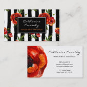 赤いケシ、白黒ストライプ、メーキャップアーティスト 名刺 (正面/裏面)