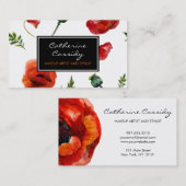 赤いケシ、白黒花柄、メーキャップアーティスト 名刺 (正面/裏面)