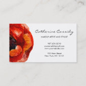 赤いケシ、白黒花柄、メーキャップアーティスト 名刺 (裏面)