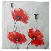 赤いケシ、N.Stangritによるキャンバスの素晴らしい油 タイル (正面)