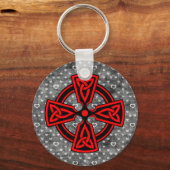赤いケルトの十字の背動揺して景 キーホルダー (正面)