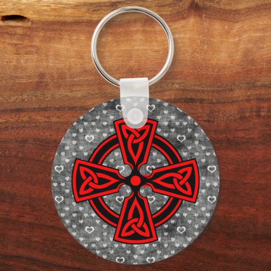赤いケルトの十字の背動揺して景 キーホルダー (正面)