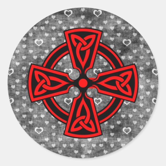 赤いケルトの十字の背動揺して景 ラウンドシール (正面)