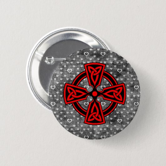 赤いケルトの十字の背動揺して景 缶バッジ (正面&裏面)