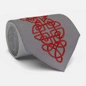 赤いケルト結び目模様のタイ ネクタイ (ロール)