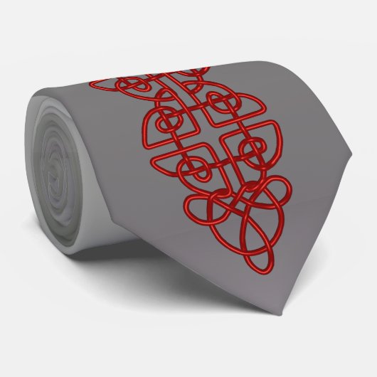 赤いケルト結び目模様のタイ ネクタイ (ロール)