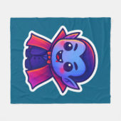 赤いケープと青い肌のかわいいマンガの吸血鬼 フリースブランケット (正面(横))