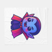 赤いケープと青い肌のかわいいマンガの吸血鬼 フリースブランケット (正面(横))