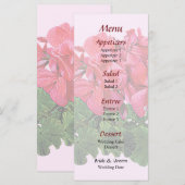 赤いゲラニウムと芽結婚のメニュー メニュー (正面/裏面)