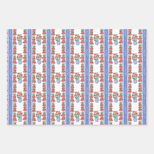 赤いゲラニウムのチノワセリーヴァース ラッピングペーパーシート (正面3)