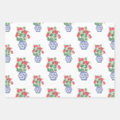 赤いゲラニウムのチノワセリーヴァース ラッピングペーパーシート (正面)