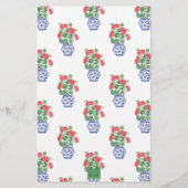 赤いゲラニウムの水色の陳腐な花瓶 便箋 (裏面)