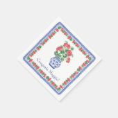 赤いゲラニウムの陶器の花瓶 スタンダードカクテルナプキン (角)