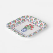 赤いゲラニウムの陶器の花瓶 ペーパープレート (傾斜あり)