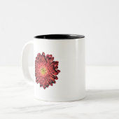 赤いゲルベラのデジタルアート ツートーンマグカップ (正面左)