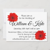 赤いゲルベラの結婚式招待状 - オーダーメイド 招待状 (裏面)